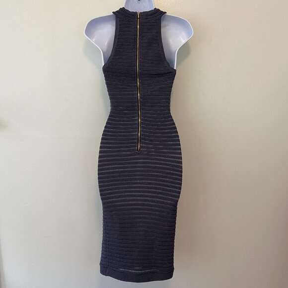 Vintage Y2K Bebe Bandage Bodycon Dress Womens Small Grey Stretch Rib - Picture 5 of 6